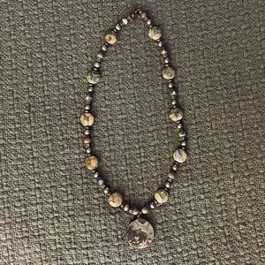 Stone jewelry necklace | green and brown